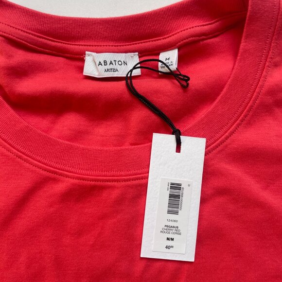 Aritzia Babaton Interlock Cotton Pegasus T-Shirt Cherry Red Size Medium NEW NWT - Picture 6 of 9